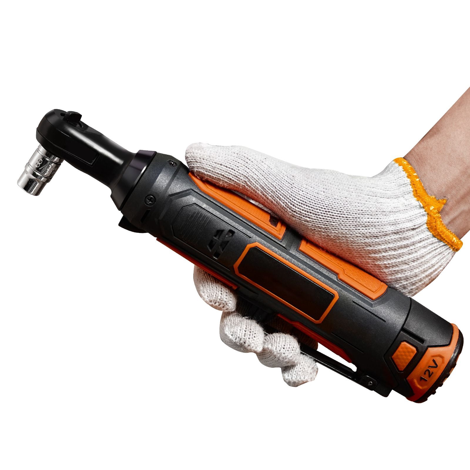 Cordless Electric Ratchet Wrench, 3/8 Inch, 33 ft-lbs Torque, 12V Motor, 2 x 2.0Ah Batteries, Fast Charging, 9 Sockets, LED Light, for Automotive & Mechanical Repairs