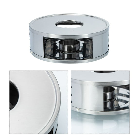 Omeite Japanese style hollow heating base stainless steel tea warmer with candle holder (long hole tea stove, 1 piece)