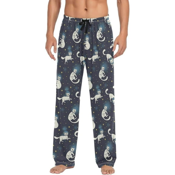 GZHJMY Cat Pajama Pants for Men, Lounge Pants Lightweight Men Pajama Bottoms with Drawstring Pockets, Christmas New Year Birthday Gifts, Large