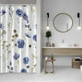 thumbnail image 3 of Blue Floral Shower Curtain, Watercolor Wild Flower Shower Curtain Set for Bathroom Spring Botanical Shower Curtain Set with Hooks, 60x72 Inch, 3 of 5