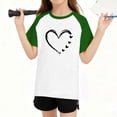 thumbnail image 6 of Green Heart Graphic Raglan Tee for Girls - Soft Stretch Polyester Spandex, Machine Washable Casual Play/school Wear (4-14 Years),Size 9 T, 6 of 8
