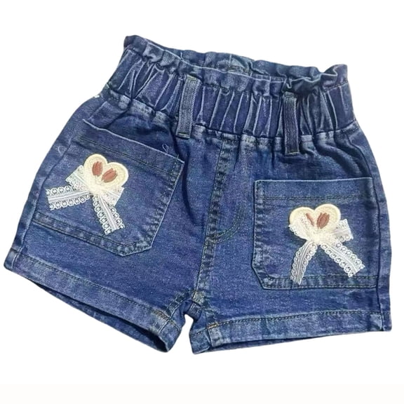 Shadoumai Girls Jean Shorts Ripped Distressed Y2K Frayed Hem Tween Youth Mid Rise Casual Summer Kids