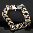 thumbnail image 5 of EOEMY 15mm New Men'S Chain Silver Gold 316L Stainless Steel Curb Cuban Link Bracelet-7.5Inch Bracelet, 5 of 6