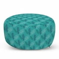 thumbnail image 1 of Feather Pouf Cover with Zipper, Continuous Simplistic Abstract Lines of Nature Body Tree Foliage, Soft Decorative Fabric Unstuffed Case, 30" W X 17.3" L, Dark Seafoam Slate Blue, by Ambesonne, 1 of 5