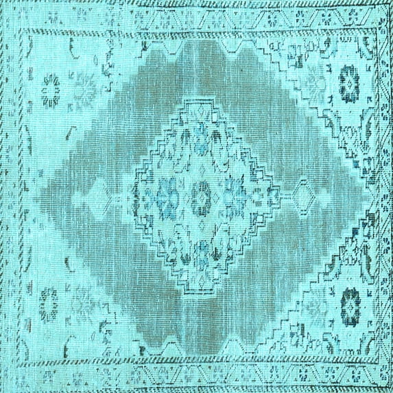 Ahgly Company Indoor Square Abstract Light Blue Contemporary Area Rugs, 7' Square