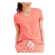 CHARTER CLUB Intimates Coral Cotton Blend V-Neck Sleep Shirt Pajama Top M