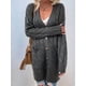 thumbnail image 5 of Suéter Cárdigan de Larga para Mujer, Otoño e Invierno, Tejido de Punto , con Botones Delanteros, Abrigo Gris Oscuro L, 5 of 7