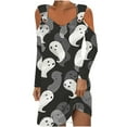 Fartey Halloween Mini Dresses for Women 2024 Cute Spooky Print Cold
