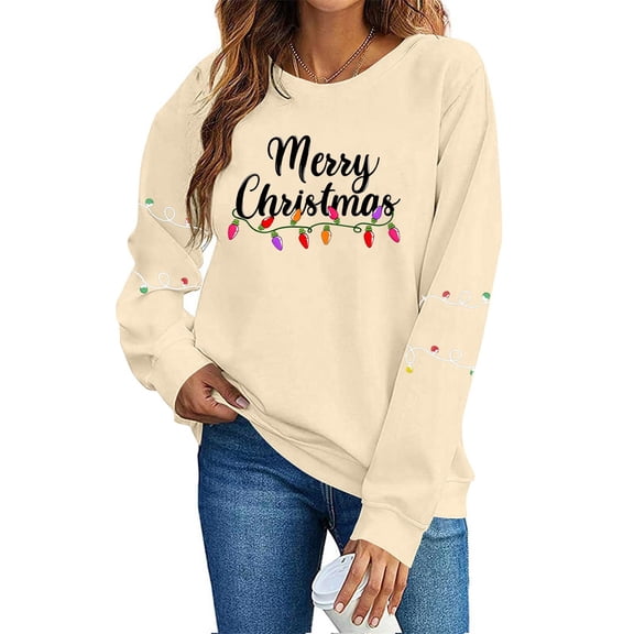 Lovskoo Christmas Sweatshirts for Women Merry Christmas Shirt Xmas Crewneck Pullover Long Sleeve Tops
