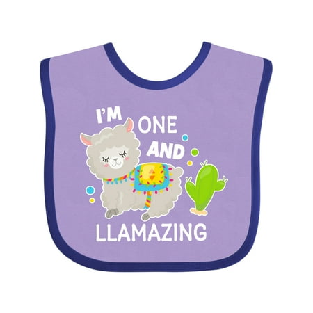 

Inktastic Im One and Llamazing with Llama and Cactus Gift Baby Boy or Baby Girl Bib