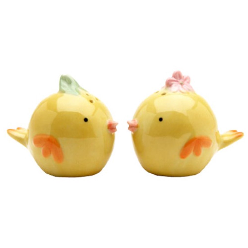 Whimsical Baby Yellow Chicks Salt and Pepper Shakers Set