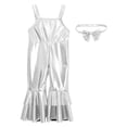 thumbnail image 3 of Miaeowve Toddler Baby Girls Retro 70s Outfit Disco Flared Jumpsuit Sleeveless Sparkly Bodysuit Silver 3-6M, 3 of 7