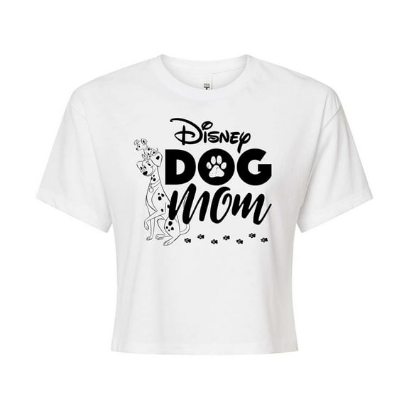 Disney Classics - Cats & Dogs - Disney Dog Mom - Juniors Cropped Cotton Blend T-Shirt