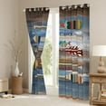 thumbnail image 3 of Homewish Hunting and Fishing Black Out Curtains, Rustic Cabin Paddle Curtains Pack of 2 (42x63 Each), Blue Old Barn Door Bedroom Curtains, Living Room Curtains Decor, 3 of 6