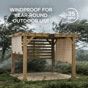 Sunjoy Cedar Pergola 10 x 11 ft. Wooden Hot Tub Pergola with Adjustable Canopy and Privacy Screen