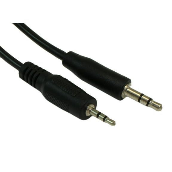 6inch 2.5mm to 3.5mm Mini Stereo TRS Plug Male/Male Cable, Black