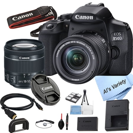 Canon EOS 850D / Rebel T8i with 18-55mm f/4-5.6 IS STM Zoom Lens   24.1 Megapixels  45-Point All Cross-Type Phase-Detect AF  WiFi  UHD 4K24p + DSLR Camera Bundle