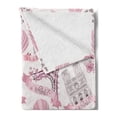 thumbnail image 2 of Eiffel Tower Soft Flannel Fleece Throw Blanket, Travel in Paris Theme Honeymoon Flowers Romance Hot Air Balloon Bike, Cozy Plush for Indoor and Outdoor Use, 50" x 60", Pale Pink White, by Ambesonne, 2 of 5