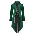 thumbnail image 1 of MSJUHEG Veste pour Femmes Automne Col Rond Manches Longues Vintage Slim Médiéval Rétro Punk Manteau Bordure Dorée Veste Gothique Queue-de-Pie Manteaux d'Hiver Verts S, 1 of 6