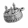 thumbnail image 1 of Sterling Silver 18" .8mm Box Chain 3D Candles Happy Birthday Cake Pendant Necklace, 1 of 2