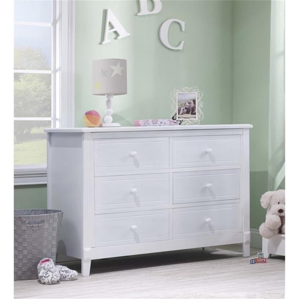 Baby Crib and 6 Drawer Double Dresser Set in White