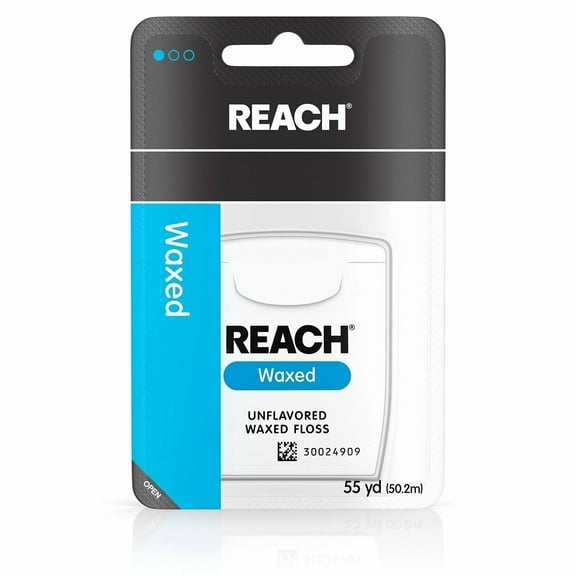 Reach Waxed Dental Floss, Clean Between Teeth & Under Gum Line Unflavored 55 yd