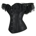 thumbnail image 2 of Grebrafan Corset Rockabilly Women Lace Off Shoulder Bustier Black 3XL, 2 of 5