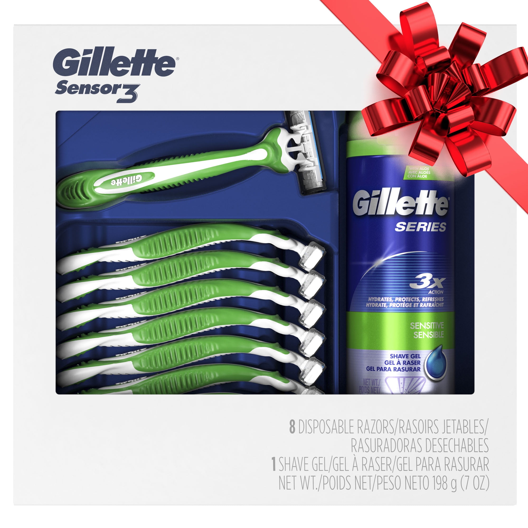 Gillette Sensor3 Sensitive Men's Disposable Razor Holiday Gift Pack