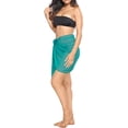 thumbnail image 4 of HAPPY BAY Short Sarong Coverups for Women Summer Beach Sarong 2024 Swimsuit Wrap Skirt Chiffon Bikini Cover Ups One Size Plain, Teal Green, 4 of 4