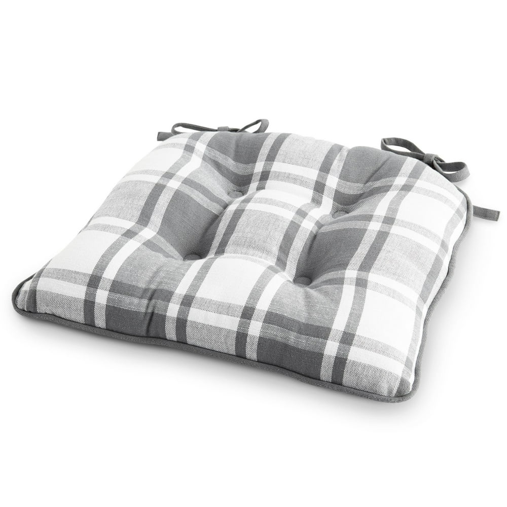 Better Homes & Gardens Plaid Chair Cushion, Grey