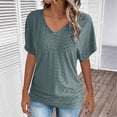 thumbnail image 2 of ShiShine Womens T Shirts V Neck Short Sleeve Casual Tops Loose Fit Basic Tees with Pleated Hem, 2 of 6