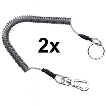 2x Stretchy Coil Keychain Clip Extendable Lanyard Ring Gray Recoil Spring Rope