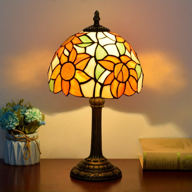 1pc 8 Inch Stained Glass Table Lamp, Handmade Living Room, Dining Room, Bedroom, Warm Bedside Lamp, Bar, Retro European, Rustic Style, Mediterranean Simple European A Variety Of Choices Creative Gifts