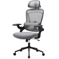 thumbnail image 5 of Atilioo Office Chair, Ergonomic Computer Desk Mesh Chair with Up&Down Lumbar Support, Headrest, Adjustable Swivel High-Back Chair with Flip-up Armrests, Gray, 5 of 7