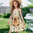 thumbnail image 4 of Uourmeti Capybara and Pink Love Print Girls Summer Dresses Cute Spaghetti Strap Flowy Tiered Dress 5-6T Kids Kawaii Clothes Causal A Line Midi Dress for Party School Beach, 4 of 7