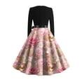 thumbnail image 4 of Fgvctg Valentine's Day Dresses for Women Prom Vintage Cocktail 50's Dress Cute Heart Graphic V Neck Dresses Date Night Romantic Long Sleeve Clothing Soft Outfit Light pink S, 4 of 5