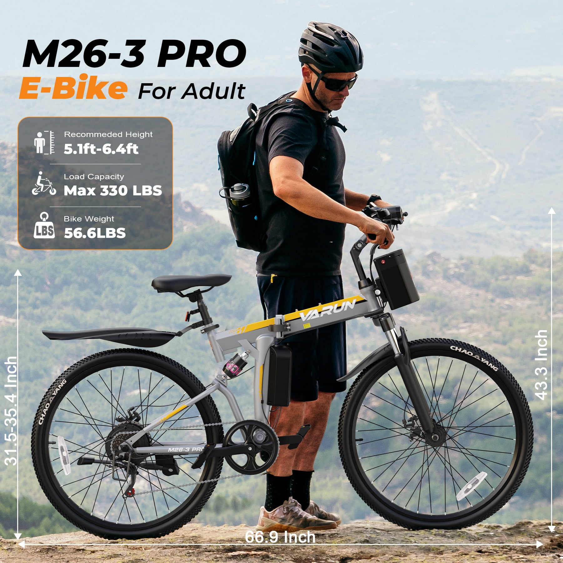 Electric Bike for Adults, 26" Folding E Bike with Peak 750W Motor, 48V 374.4Wh Removable Battery, up to 20+ mph 50 Miles, 7 Speed Gears, Full Suspension System UL2849(Orange)
