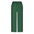 thumbnail image 4 of WQQZJJ Women's Fashion Capri Pants, Solid Color Button Zipper Casual Wide Leg Pants, Loose With Pockets Versatile Pants, 4 of 5