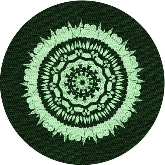 Ahgly Company Machine Washable Indoor Round Transitional Night Black Area Rugs, 7' Round