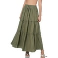 thumbnail image 3 of Zenana Women & Plus Boho Elastic Drawstring Waist Tiered Ruffle A-Line Woven Maxi Skirt, 3 of 3