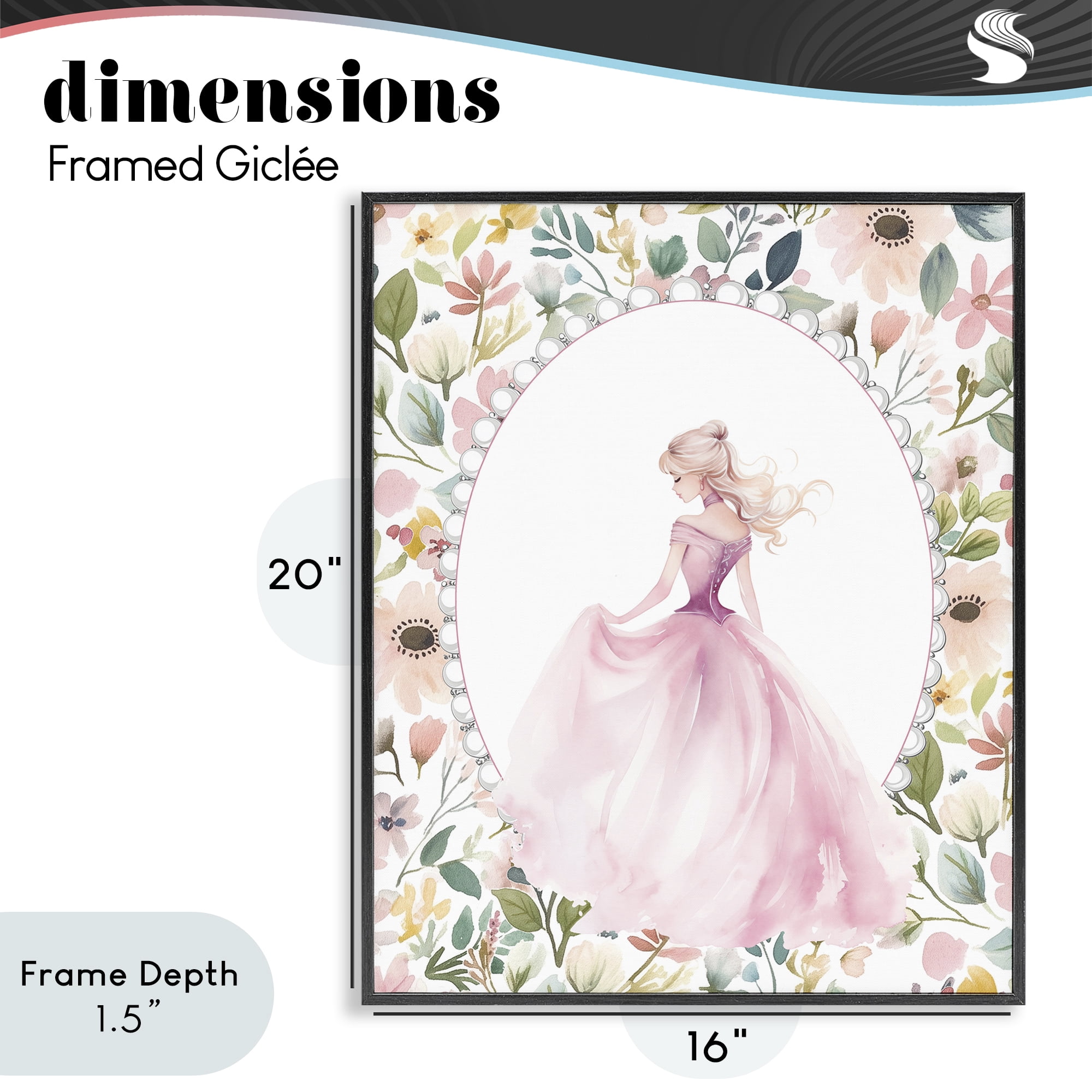 Stupell Industries Graceful Princess Love Black Framed Giclee Art, design by Christine Simpson Art
