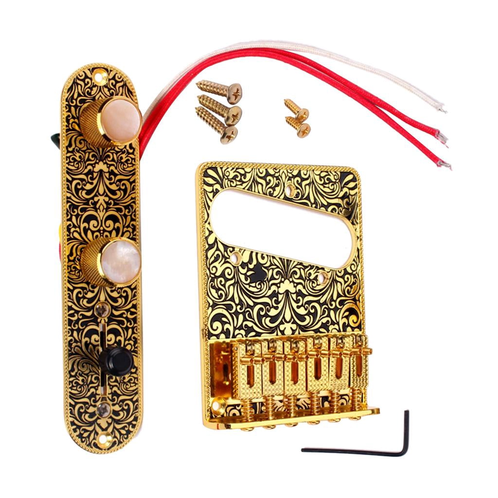 LeeQinersw 6 String Saddle Bridge Plate Floral Pattern for Electric Guitar Parts