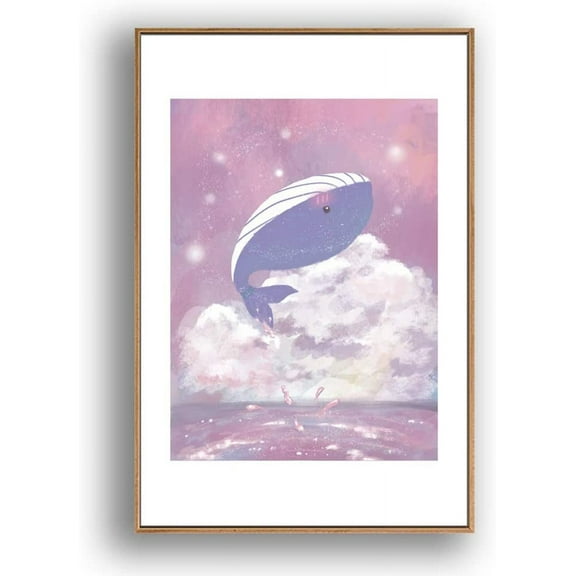 IDEA4WALL Framed Canvas Wall Art for Living Room, Bedroom Whale Canvas Prints for Modern Home Decoration Ready to Hang