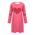 thumbnail image 4 of Cavosen Valentine's Day Womens Plus Size Pajamas Long Sleeve Soft Crew Neck Shirt Pants Heart Printed Breathable Casual Sleepwear Hot Pink S, 4 of 6
