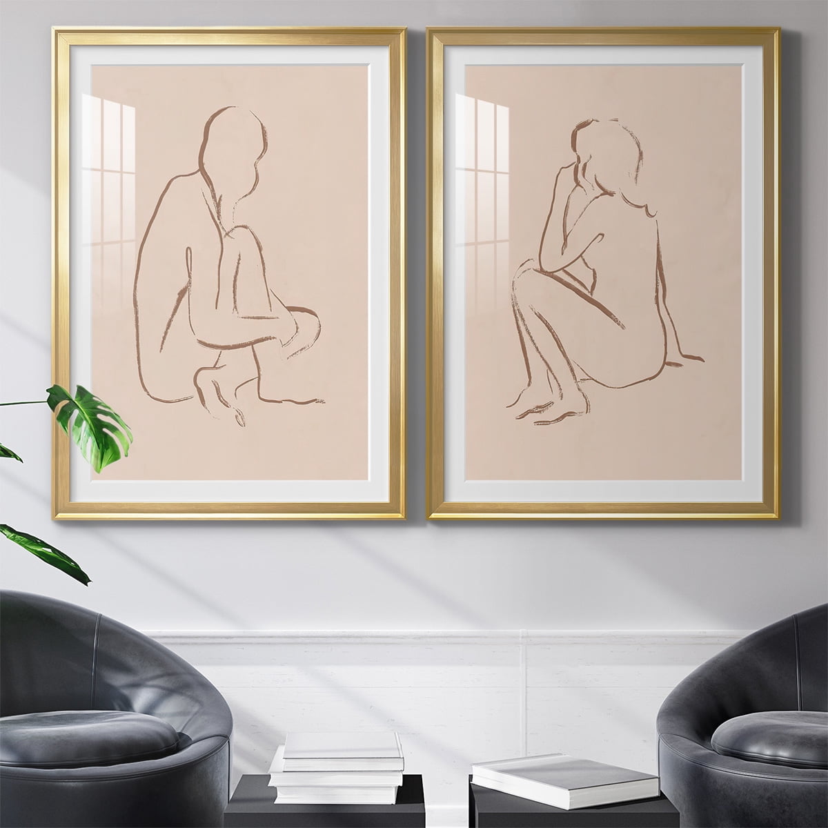 Wexford Home Sketched Pose I Premium Framed Print, 26.5" x 36.5" - Ready to Hang, Gold (Set of 2)