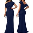thumbnail image 5 of Women'S Off Shoulder Elegant Sleeveless Bodycon Long Formal Party Evening Dress Navy Blue L, 5 of 10
