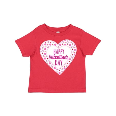 

Inktastic Happy Valentine s Day Pink Hearts and Dots Gift Toddler Boy or Toddler Girl T-Shirt