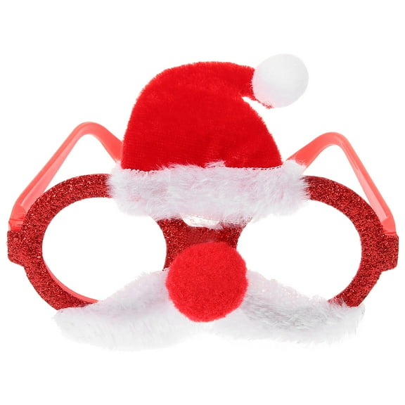 BERTDOMD 2pcs Funny Eyeglasses Christmas Hat Beard Eye Glasses Frame Photo Props Party Ornament (Red)