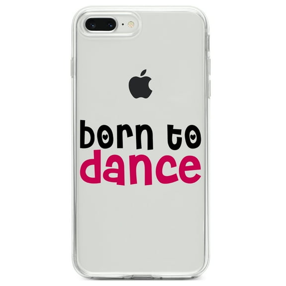 DistinctInk Clear Shockproof Hybrid Case for iPhone 7 PLUS / 8 PLUS (5.5" Screen) TPU Bumper Acrylic Back Tempered Glass Screen Protector - Born to Dance