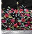thumbnail image 2 of Soimoi Cotton Voile Fabric Artistic Leaves & Flower Panel Print Sewing Fabric Yard 42 Inch Wide, 2 of 3